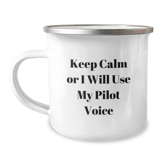 Funny Pilot Gift for Men - Keep Calm Or I Will Use My Pilot Voice Camping Mug, Perfect for Graduation Unique Gifts from Family Friends - Image 1