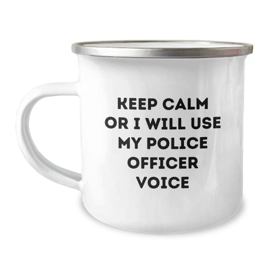Funny Police Officer Gifts for Men - Keep Calm Or I Will Use My Police Officer Voice Christmas Unique - Image 1