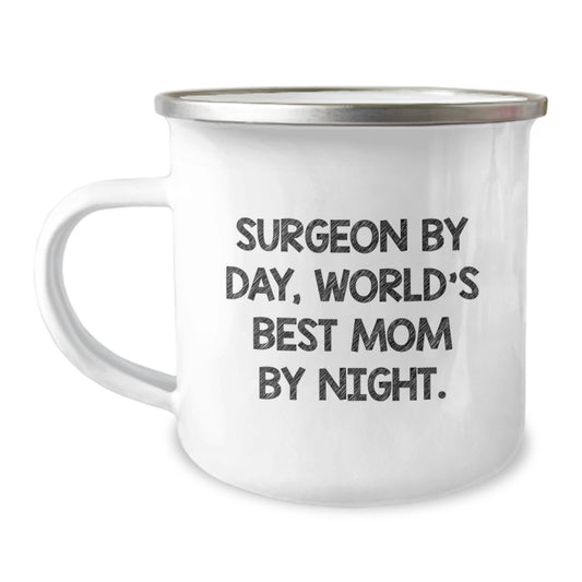 Funny Surgeon Gifts from Mom to Dad Christmas Unique Mugs - Surgeon By Day, World's Best Mom By Night. - Image 1