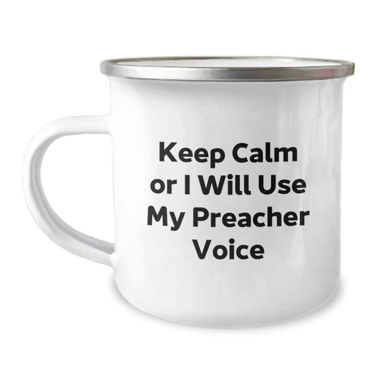 Funny Preacher Gifts for Men, Keep Calm Or I Will Use My Preacher Voice Christmas Unique Gifts from Friends - Image 1