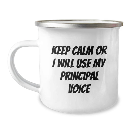 Funny Principal Gifts for Men from Friends - Keep Calm Or I Will Use My Principal Voice Christmas Unique Mug - Image 1
