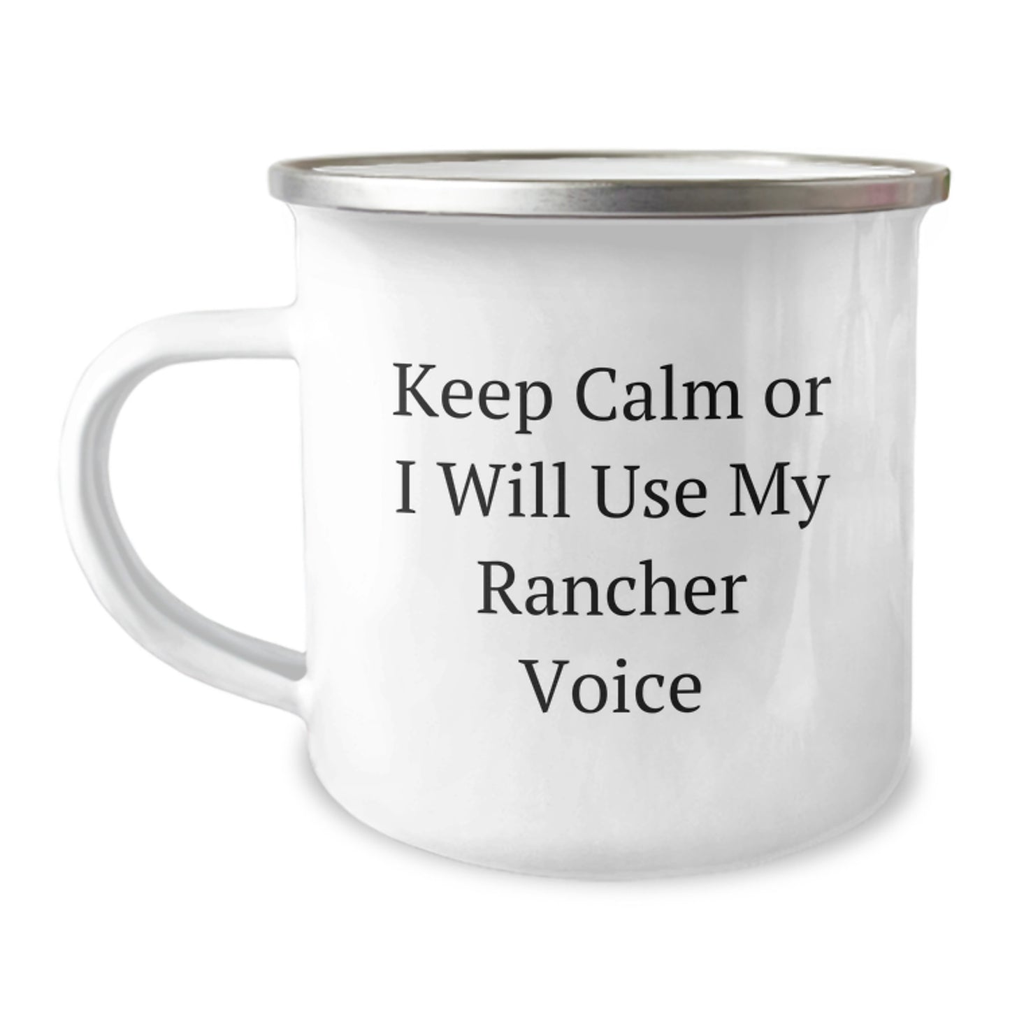 Funny Rancher Gifts from Friends and Family, Christmas Unique Mugs for Ranchers, Camping Mug with Keep Calm Or I Will Use My Rancher Voice - Image 1