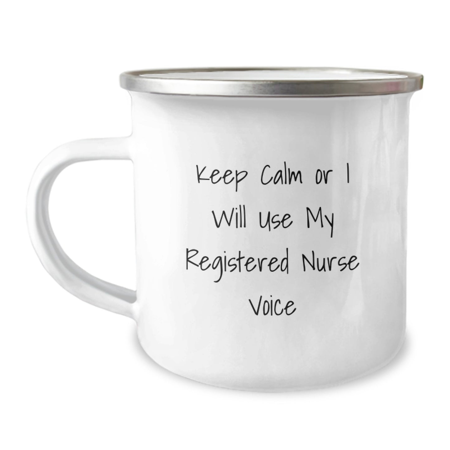Funny Registered Nurse Gifts for Christmas, 'Keep Calm Or I Will Use My Registered Nurse Voice' Camping Mug Gifts from Friends - Image 1