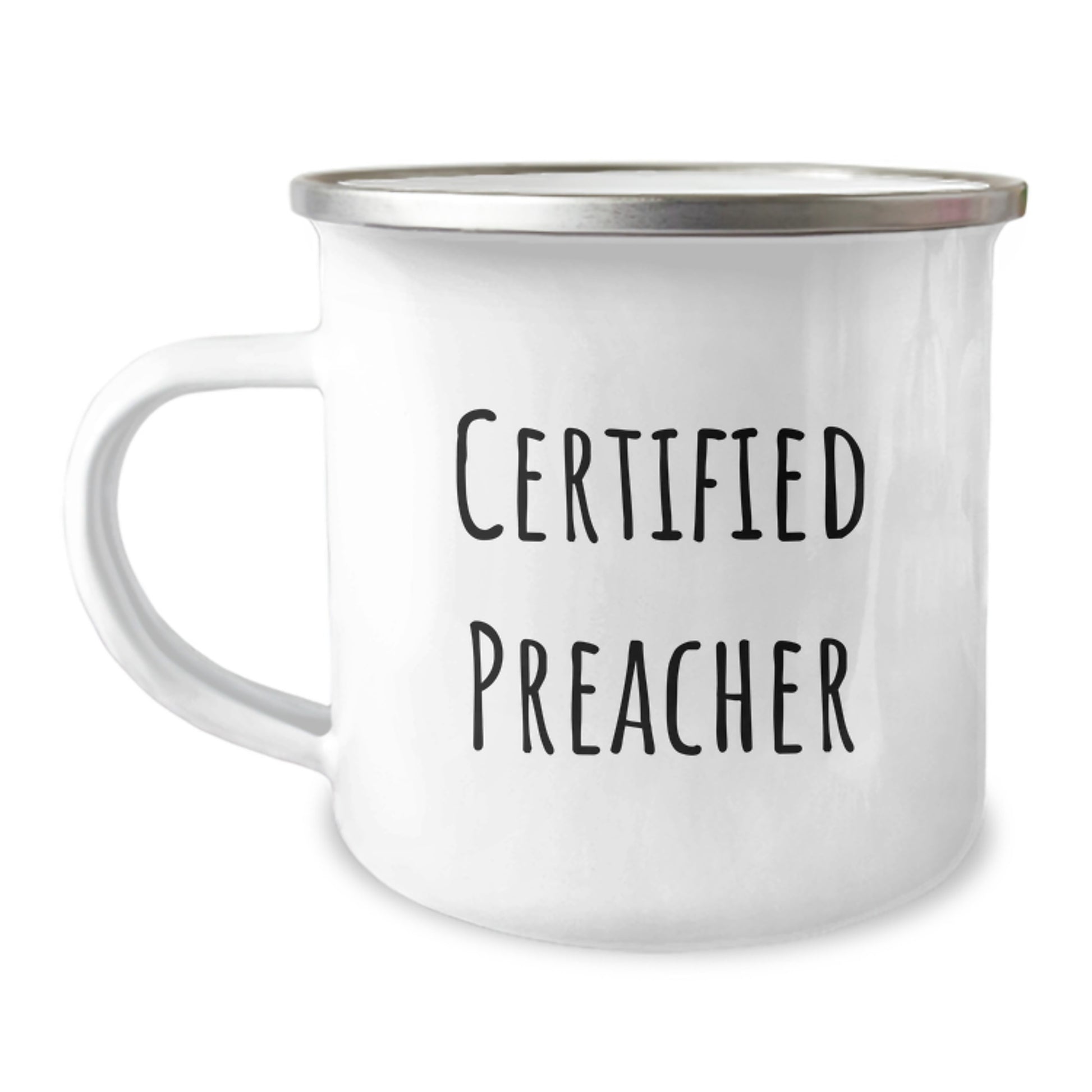 Funny Preacher Birthday Camping Mug Gifts from Friends to Preacher, Inspirational Quote on Stainless Steel with Enamel Finish - Image 1