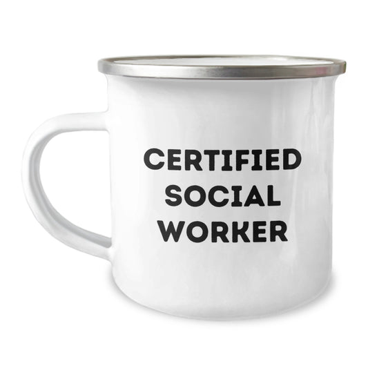 Funny Social Worker Gifts from Friends, Inspirational Quote on Camping Mug for Social Worker's Birthday - Image 1
