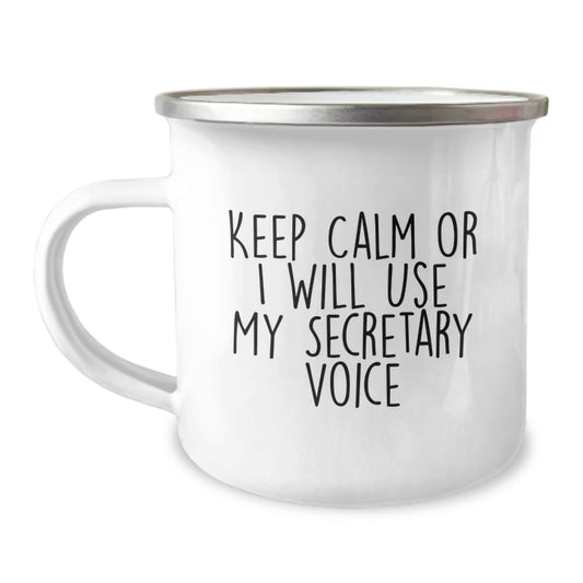 Funny Secretary Gifts for Men, Keep Calm Or I Will Use My Secretary Voice Christmas Unique Presents from Friends to Family - Image 1