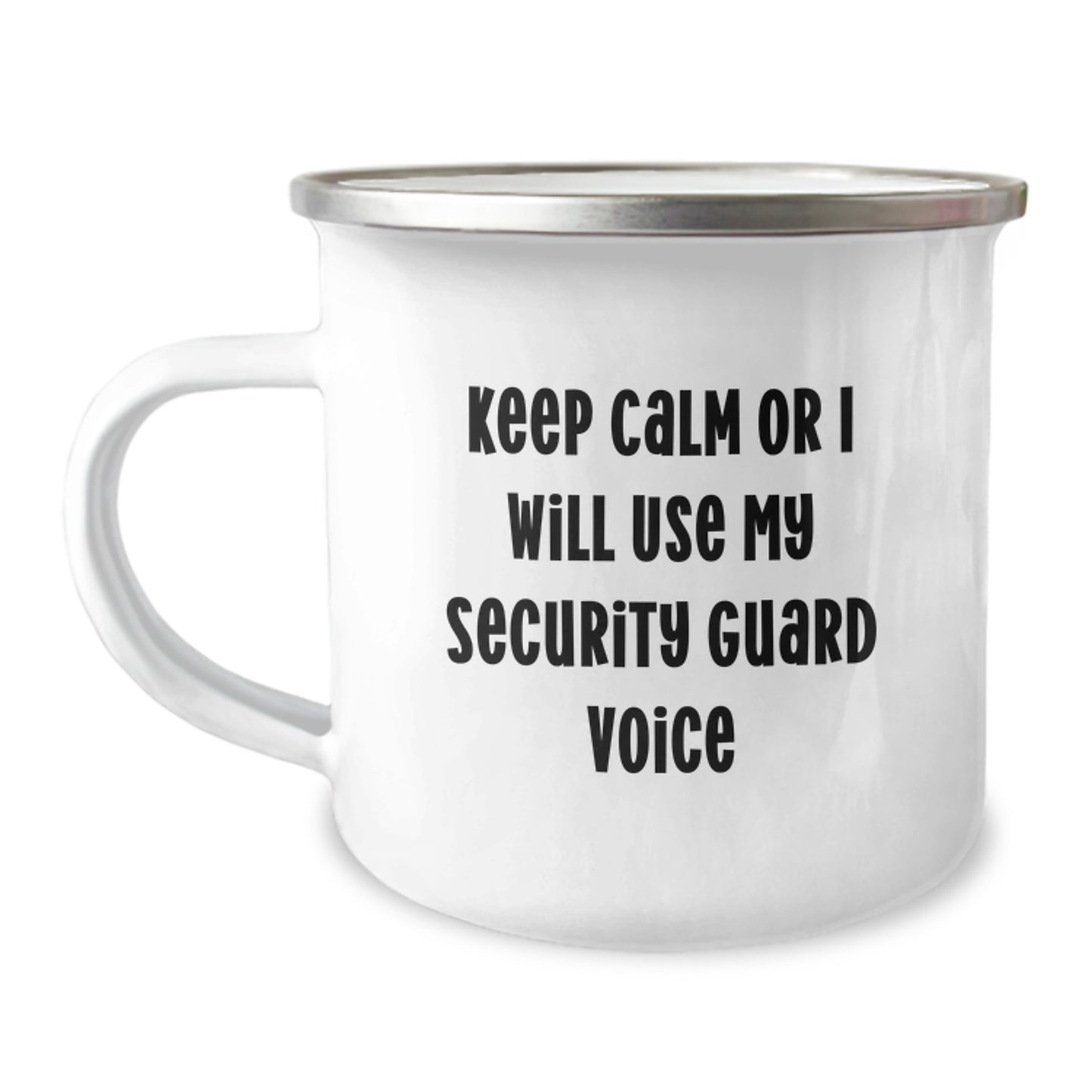 Funny Security Guard Gift for Men, Birthday Unique Gifts from Friends for Security Guard Camping Mug - 'Keep Calm Or I Will Use My Security Guard Voice' - Image 1