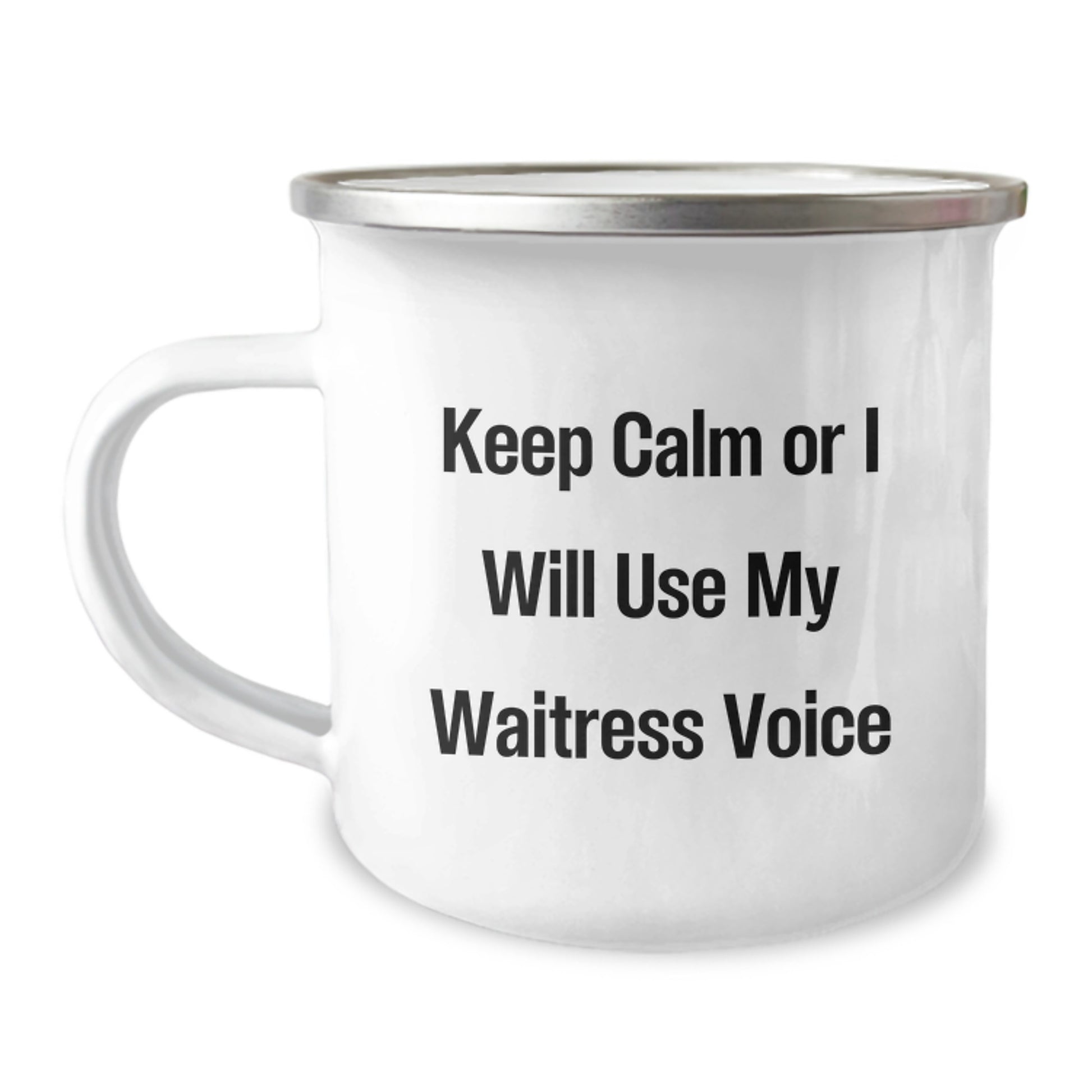 Funny Waitress Gifts from Friends for Waitress - Keep Calm Or I Will Use My Waitress Voice Camping Mug for Christmas Unique Gifts - Image 1