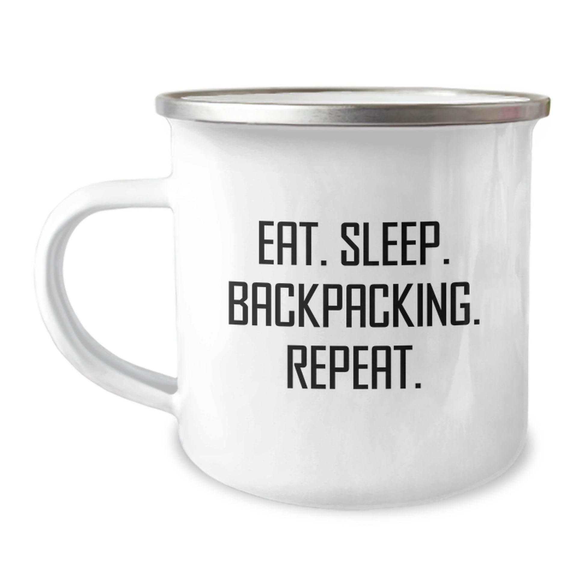 Funny Backpacking Gifts from Friends - Eat. Sleep. Backpacking. Repeat. Camping Mug for Birthday Men - Image 1