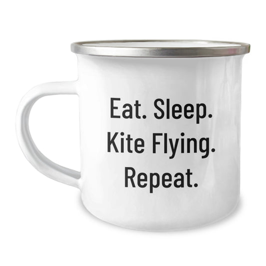 Kite Flying Gifts from Friends - Eat. Sleep. Kite Flying. Repeat. Birthday Unique Gifts for Kite Flying Enthusiasts Men or Women, Camping Mug with Quote - Image 1