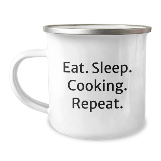 Funny Cooking Gifts for Friends from the Kitchen with Eat. Sleep. Cooking. Repeat. Quote Christmas Unique Presents - Image 1