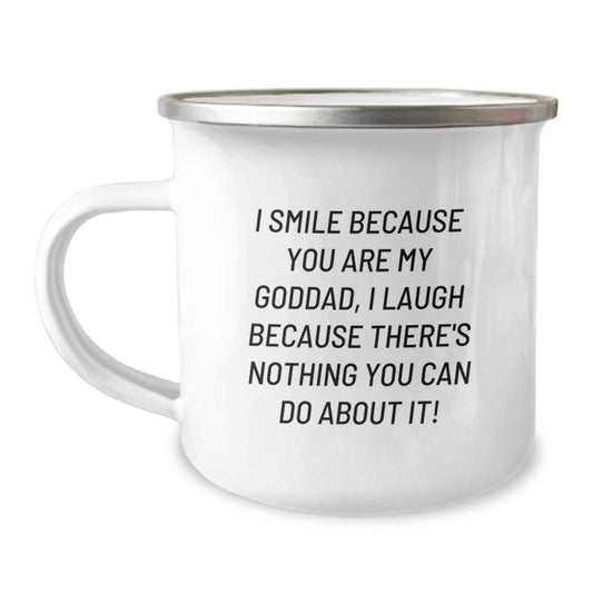 Funny Goddad Gifts from Men for Dad's Camping Mug - 'I Smile Because You Are My Goddad' - Image 1