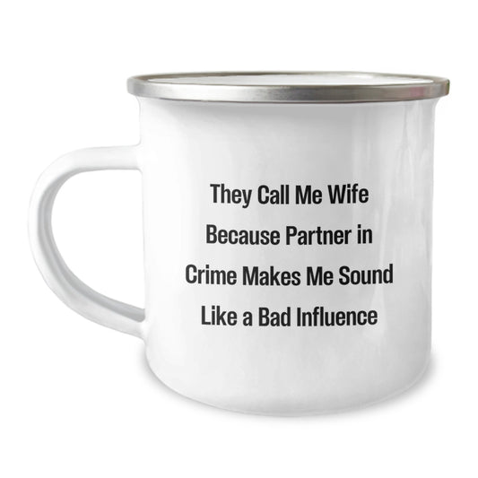 Funny Quote Wife Gifts for Her - Camping Mug from Husband with Love, Perfect Wife Christmas Unique Gifts Ideas for Women, Partner in Crime Mug - Image 1