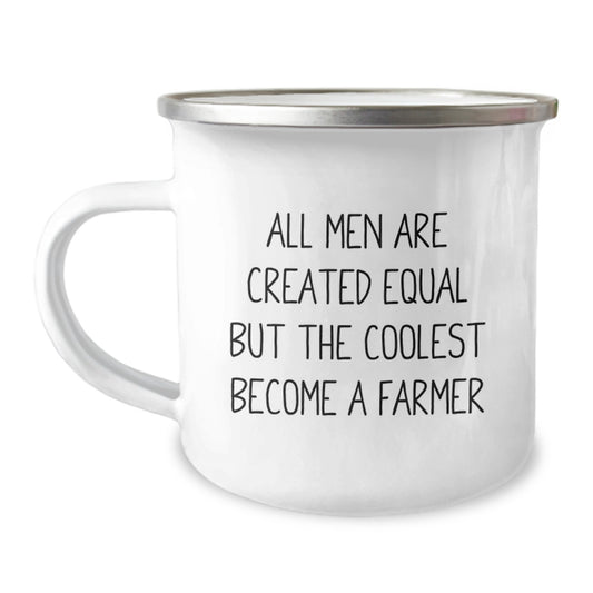 Farmer Keepsake Camping Mug for Him Birthday Gift All Men Are Created - Image 1