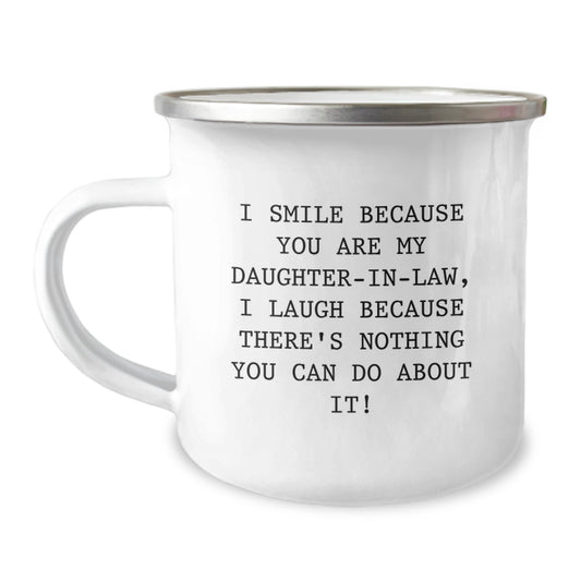 Funny Daughter-in-law Gifts from Men, Unique Camping Mug for Daughter-in-law, Graduation Unique Gifts - Image 1