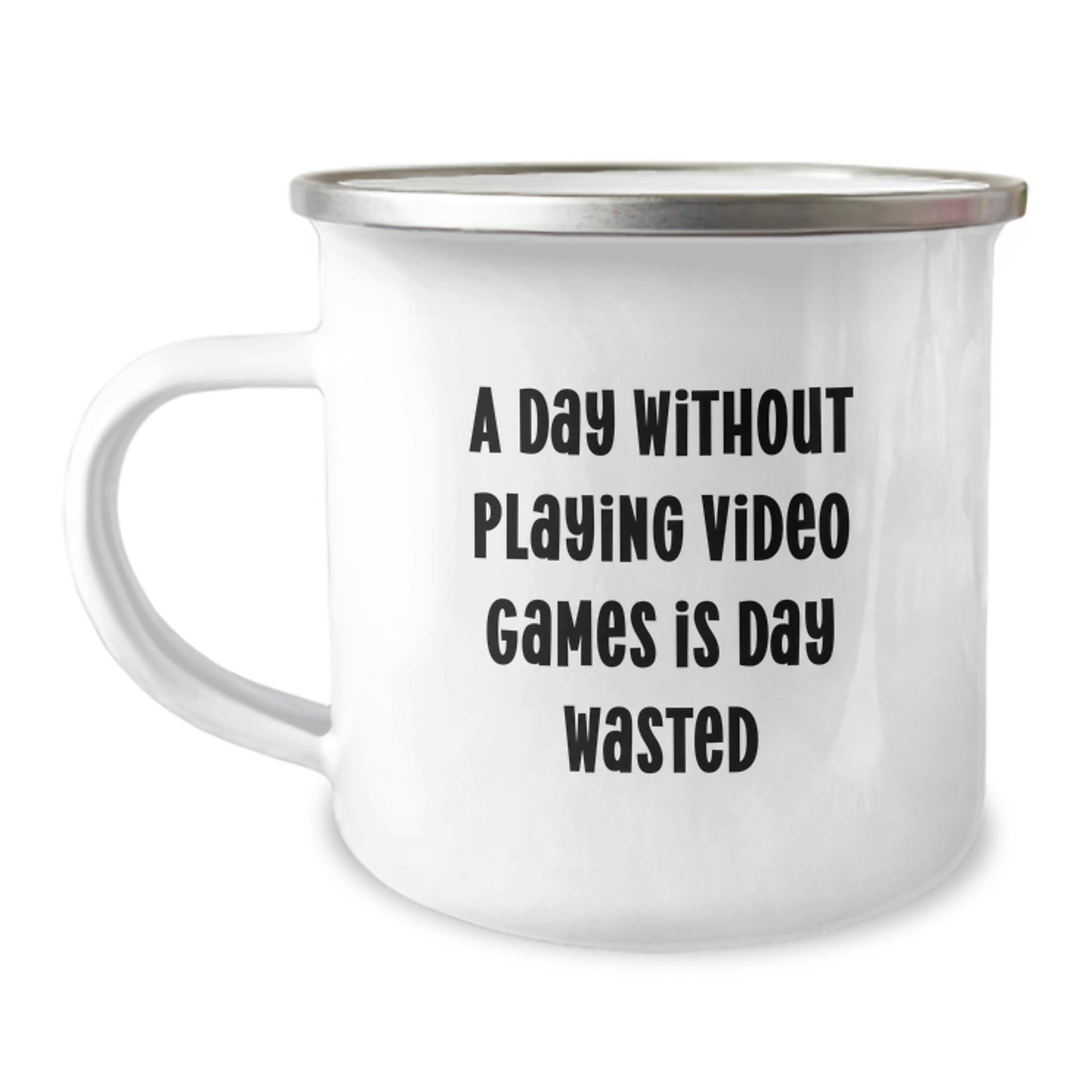 Playing Video Games Lover Gifts from Friends, Funny Birthday Unique Gifts for Him, A Day Without Playing Video Games Is Day Wasted, Camping Mug - Image 1