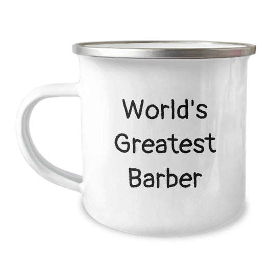 Barber Gift Camping Mug for Him Prime World Greatest Barber Bday Gft - Image 1