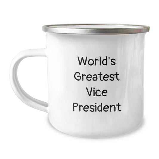 Funny Vice President Gifts from Friends, Unique Camping Mug for Christmas, 'World's Greatest Vice President' Quote - Image 1