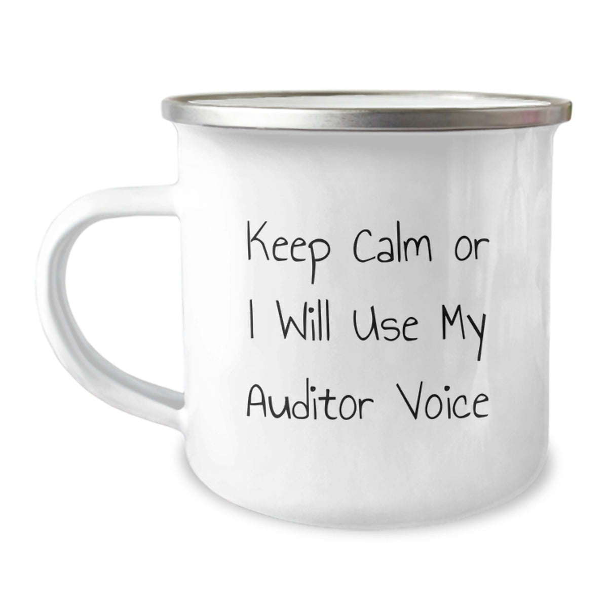 Funny Auditor Gifts for Birthday - Keep Calm Or I Will Use My Auditor Voice, 12 oz Stainless Steel Camping Mug, Unique Birthday Unique Gifts from Friends or Family - Image 1
