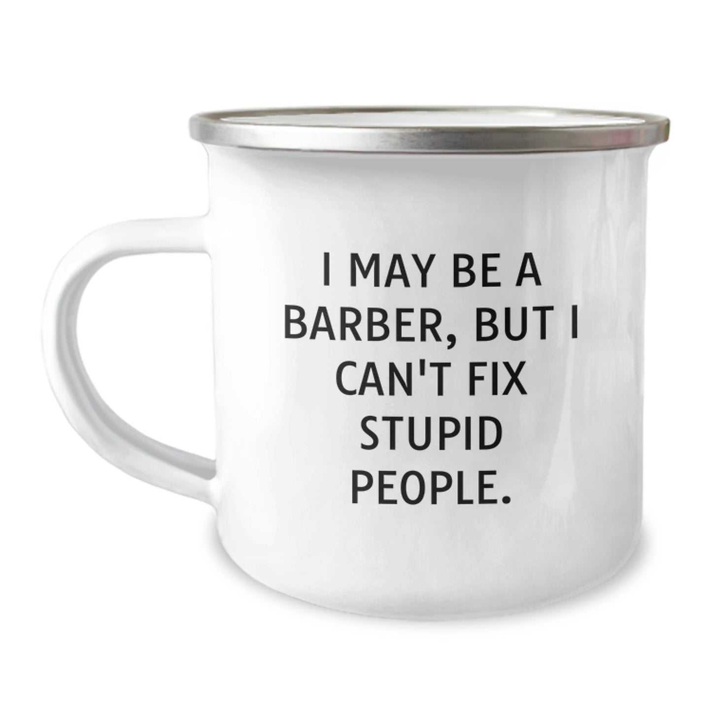 Barber Keepsake Camping Mug for Him Birthday Gift with witty quote - Image 1