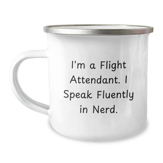 Funny Gifts from Friends for Flight Attendant Love - I'm A Flight Attendant. I Speak Fluently In genius. - Christmas Unique Mugs - Image 1