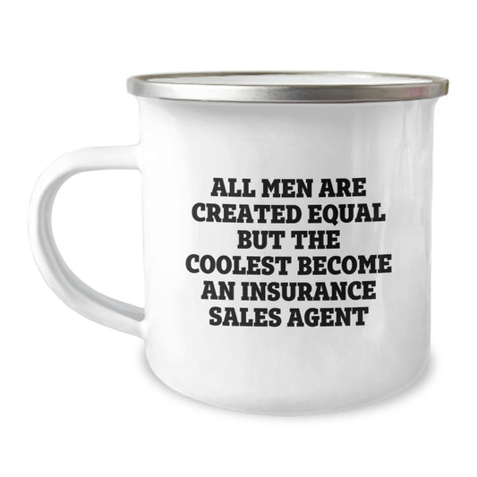 Funny Quote Camping Mug for Insurance Sales Agent Gifts, Gifts from Dad for Insurance Sales Agent on Father's Day - Image 1