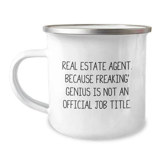 Funny Real Estate Agent Gifts from Men to Women, 'Real Estate Agent. Because Freaking' genius Is Not An Official Job Title.' Christmas Unique Mug for Real Estate Agent Friends - Image 1