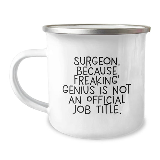 Funny Surgeon Gifts for Men - Enamel Camping Mug, Perfect Birthday Unique Gifts from Men to Surgeon Friends - Image 1
