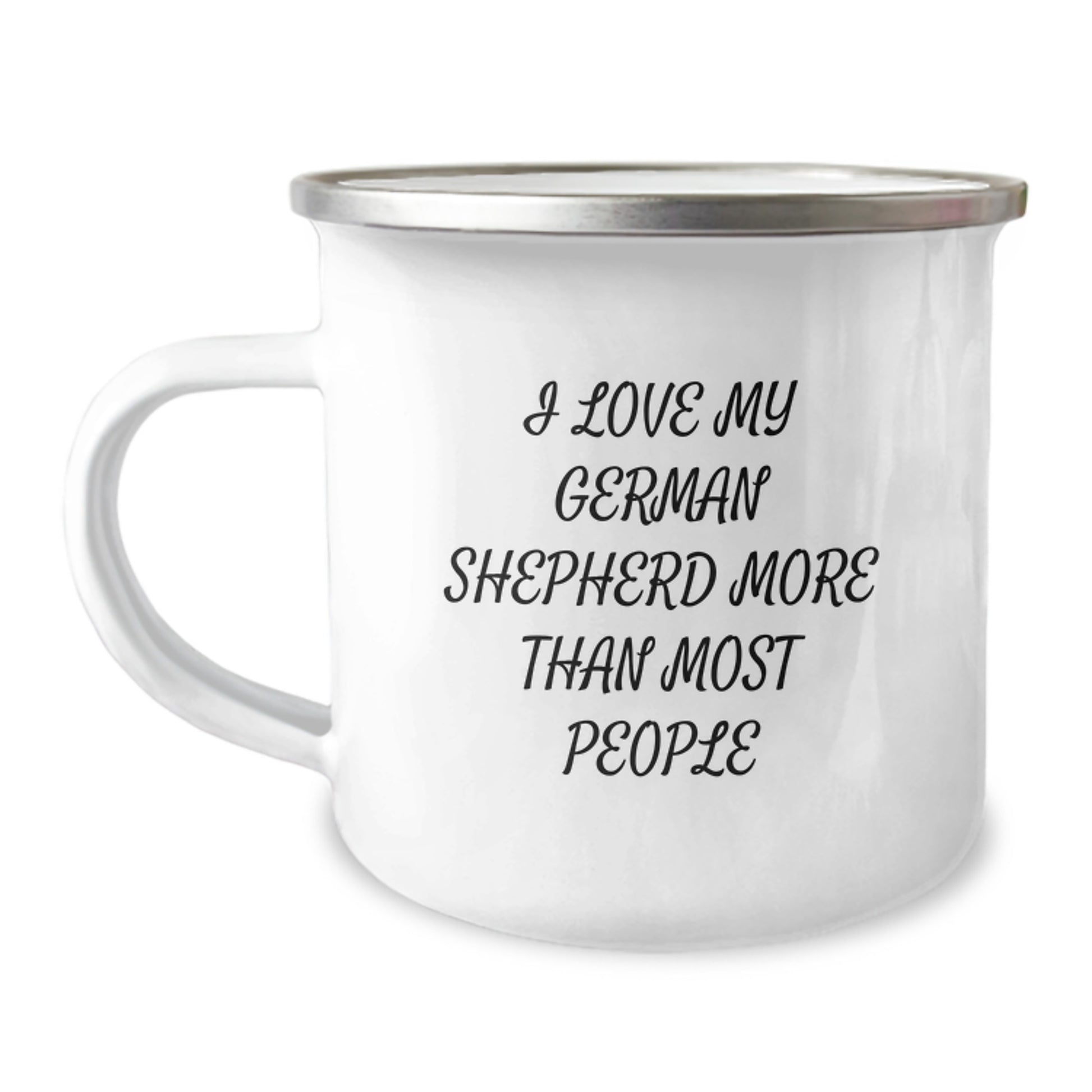 Funny German Shepherd Dog Gifts, Unique Valentine's Unique Gifts for German Shepherd Dog Lovers, Camping Mug with Enamel Finish - Image 1