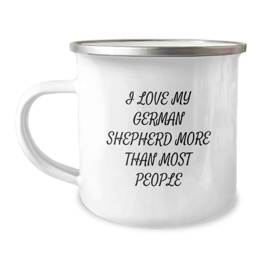Funny German Shepherd Dog Gifts, Unique Valentine's Unique Gifts for German Shepherd Dog Lovers, Camping Mug with Enamel Finish - Image 1