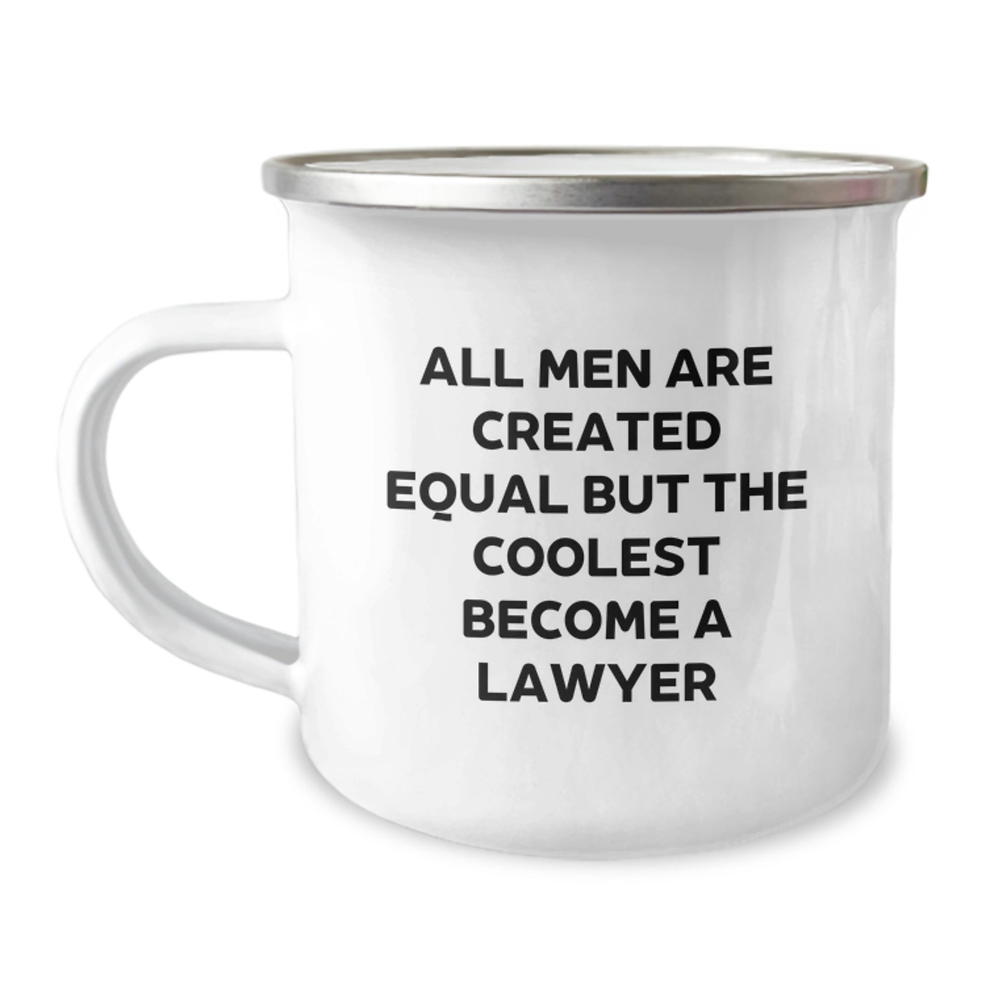 Funny Lawyer Gifts for Men - 'All Men Are Created Equal But The Coolest Become A Lawyer' Camping Mug, Unique Graduation Gift from Family or Friends - Image 1