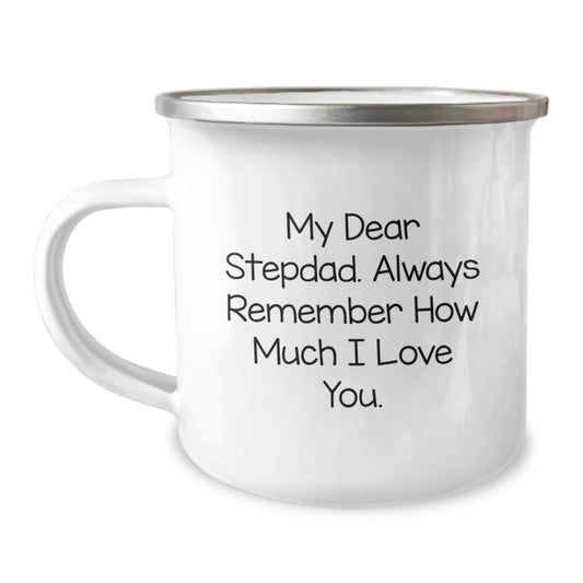 Funny Camping Mugs Gifts for Stepdad Men, My Dear Stepdad Quote, Valentine's Unique Gifts from Family - Image 1