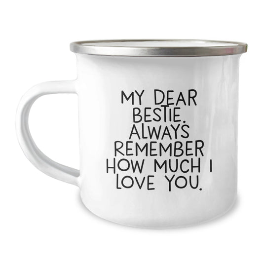 Funny Bestie Quotes Gifts from Men to Women Friends and Family on Valentine's Unique Camping Mug - Image 1