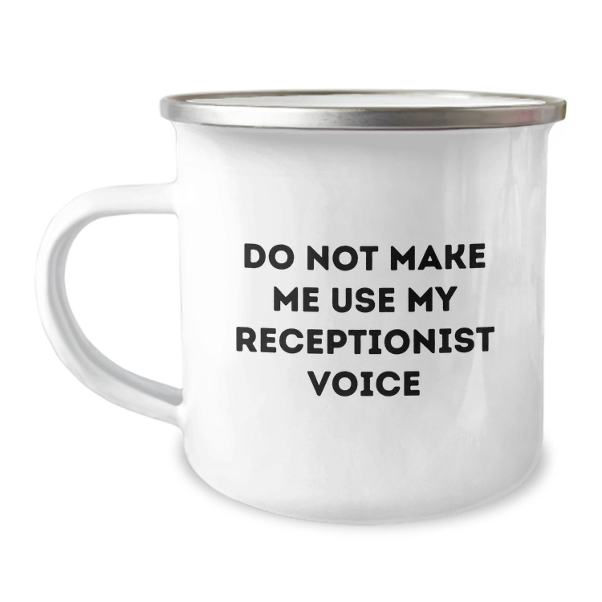 Receptionist Keepsake Camping Mug Birthday Gift for Him With Quote - Image 1