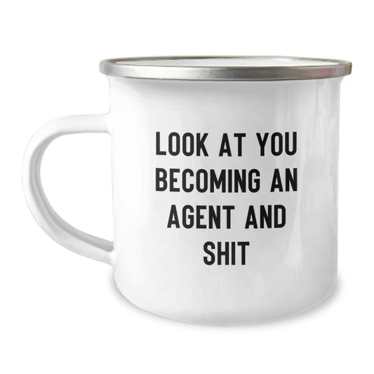 Funny Agent Gifts for Men, Christmas Unique Agent Mugs, Camping Mug Look At You Becoming An Agent And Shit - Image 1