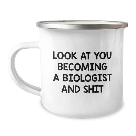 Birthday Gift Biologist Camping Mug for Her – Look At You Becoming A - Image 1