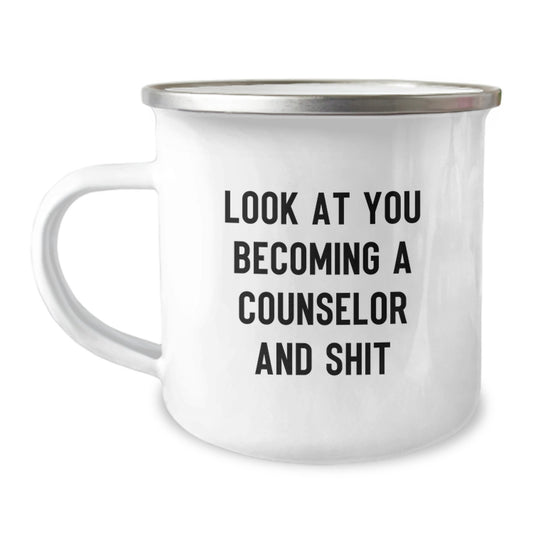 Counselor Keepsake Camping Mug for Him Birthday Gift with Bold Quote - Image 1