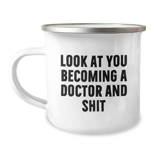 Funny Doctor Gifts for Him - 'Look At You Becoming A Doctor And Shit' Christmas Unique Gifts from Friends, Family, or Coworkers to Doctor, Men, or Women - Image 1