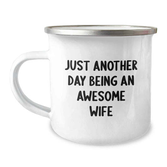 Wife Keepsake Camping Mug Birthday Gift for Her with Enamel Finish 12oz - Image 1