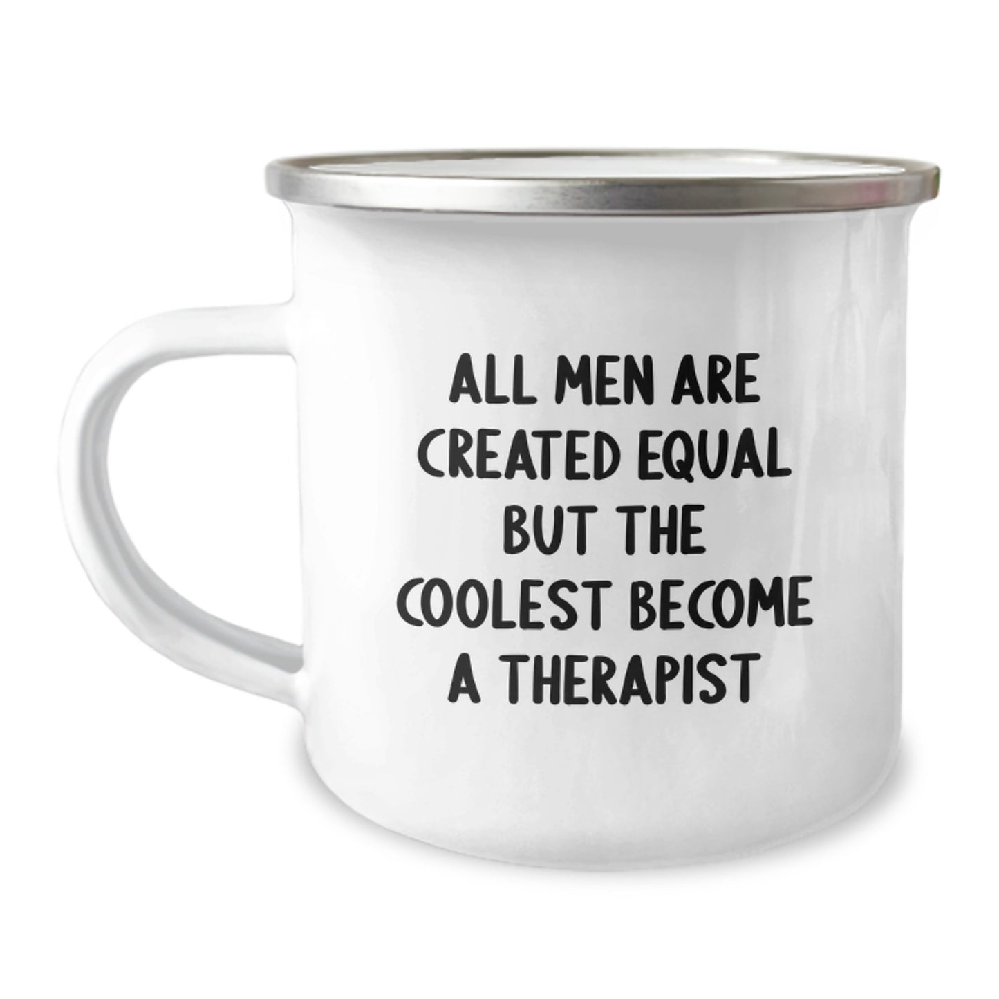 Therapist Keepsake Camping Mug for Him Birthday Gift 12oz Enamel - Image 1