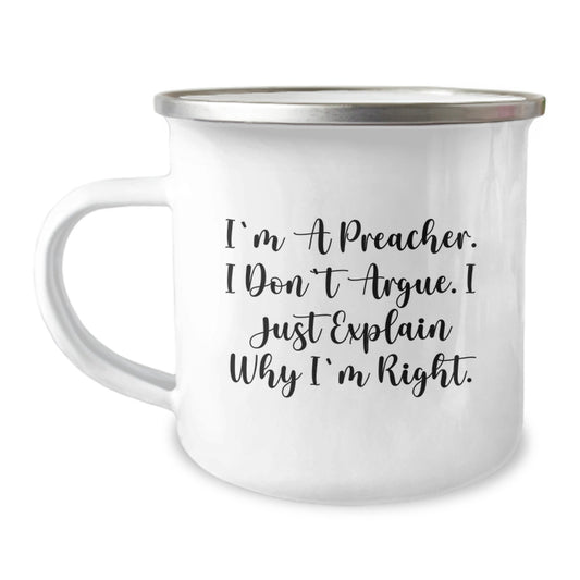 Christmas Gift for Her Preacher Camping Mug - Assertive Tone Present - Image 1