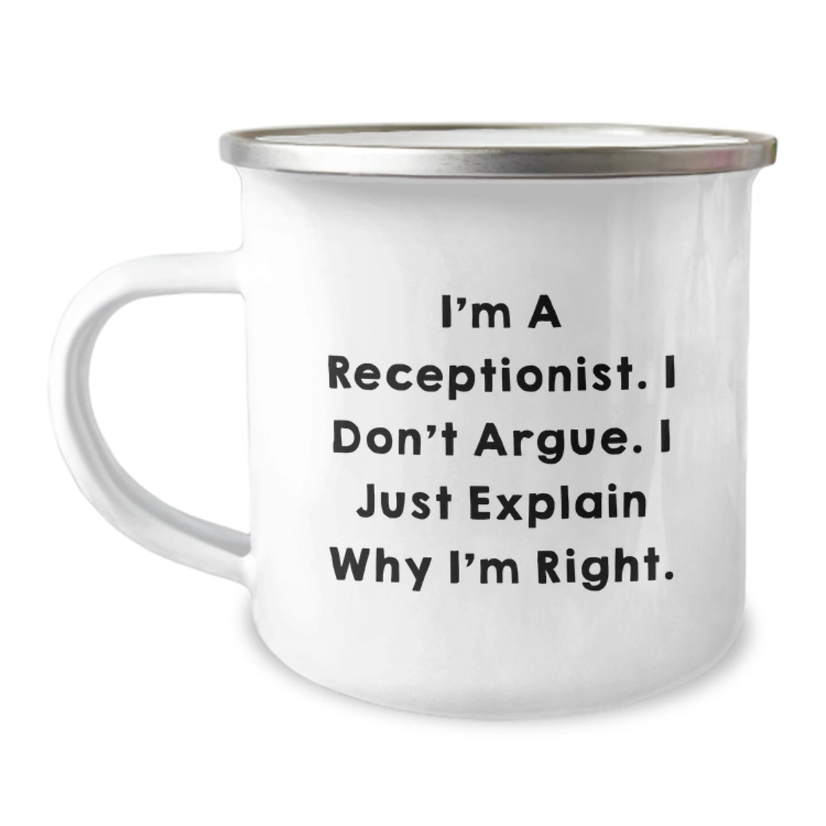 Witty Receptionist Camping Mug Novelty for Friends Birthday Gift - Image 1