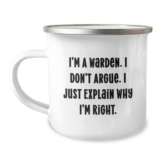 Funny Warden Camping Mug Gifts for Men, Unique Warden Graduation Gifts from Family, Friends, Coworkers with Inspirational Quote - Image 1