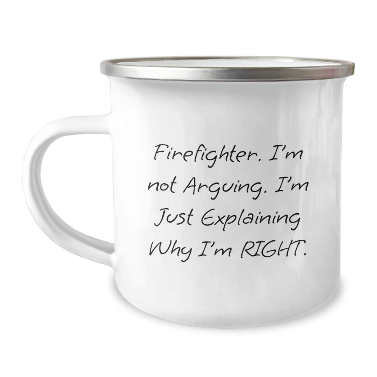 Christmas Gift for Her Firefighter Present, Righteous Tone Camping Mug - Image 1