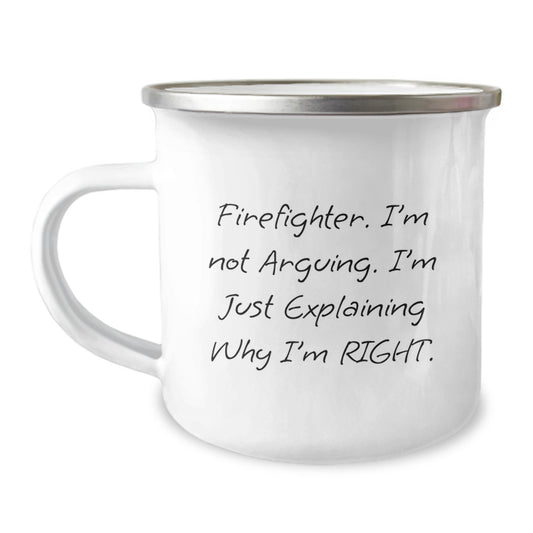 Christmas Gift for Her Firefighter Present, Righteous Tone Camping Mug - Image 1