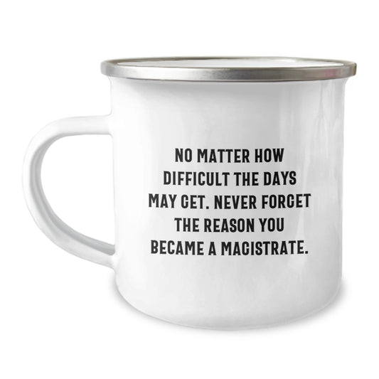 Magistrate Inspirational Gifts from Friends for Graduation Unique Camping Mugs with Never Forget the Reason You Became a Magistrate Quote, Funny Motivational Magistrate Camping Mug - Image 1