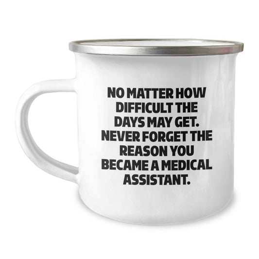 Funny Medical Assistant Gifts from Friends, A Camping Mug for Medical Assistant Graduation Unique Gifts, Never Forget the Reason with Inspiring Quote - Image 1