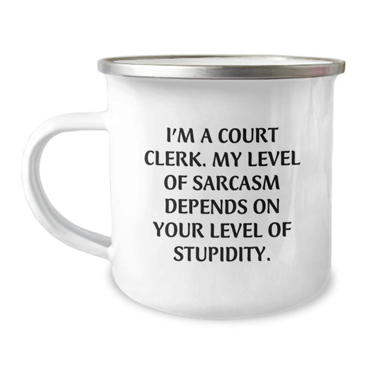 Funny Court Clerk Christmas Unique Gifts from Friends, Court Clerk Humor Mug for Men, Court Clerk Love and Sarcasm, Unique Court Clerk Camping Mug - Image 1