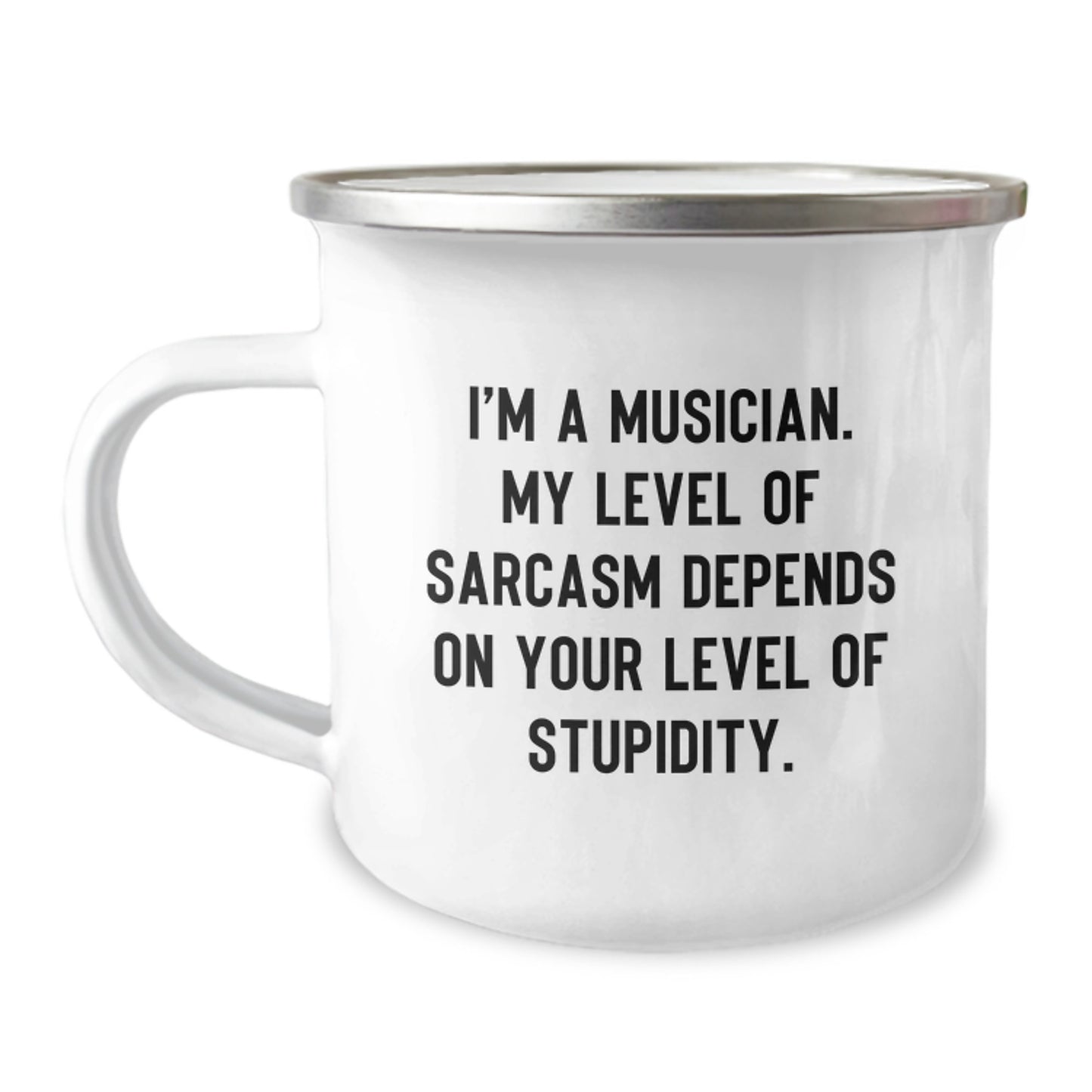 Funny Musician Gifts from Friends for Musician Men and Women Graduation Unique Mugs with I'm A Musician. My Level Of Sarcasm Depends On Your Level Of Stupidity. Quote - Image 1