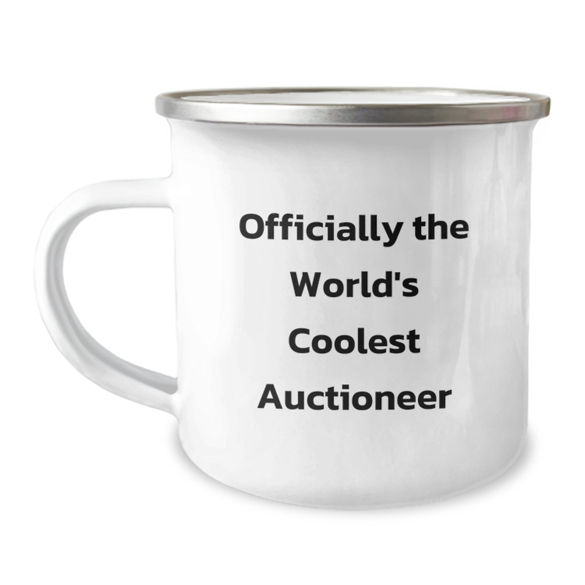 Funny Gifts from Friends for Auctioneer Graduation - 'Officially The World's Coolest Auctioneer' Stainless Steel Camping Mug, 12 oz - Image 1